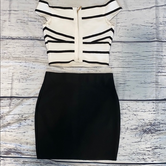 WOW COUTURE Two piece Bodycon black white M - Picture 4 of 6